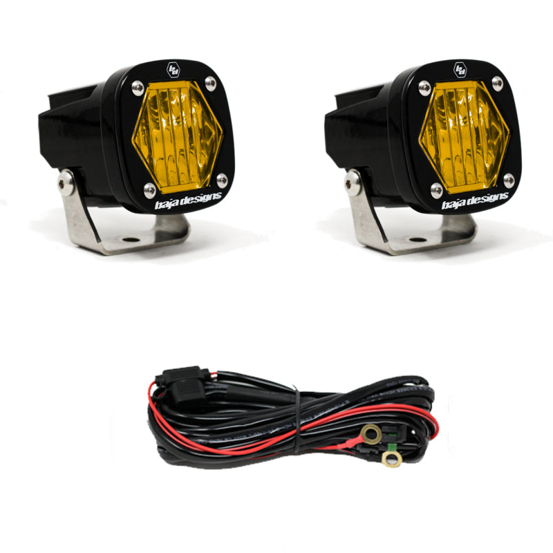 Baja Designs S1 Amber Wide Cornering LED Light w/ Mounting Bracket Pair - Burkken Auto Parts