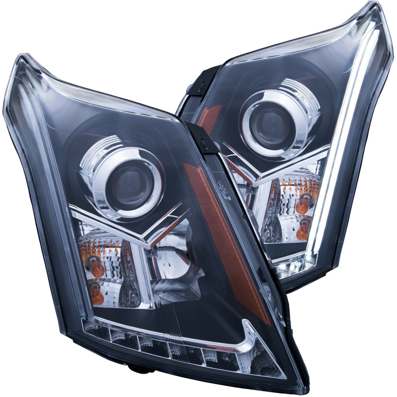 ANZO 2010-2015 Cadillac SRX Projector Headlights w/ Plank Style Design Black - Burkken Auto Parts