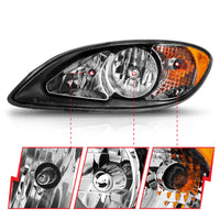 ANZO 2008-2016 International Prostar Crystal Headlights Black Housing (OE Replacement) - Burkken Auto Parts