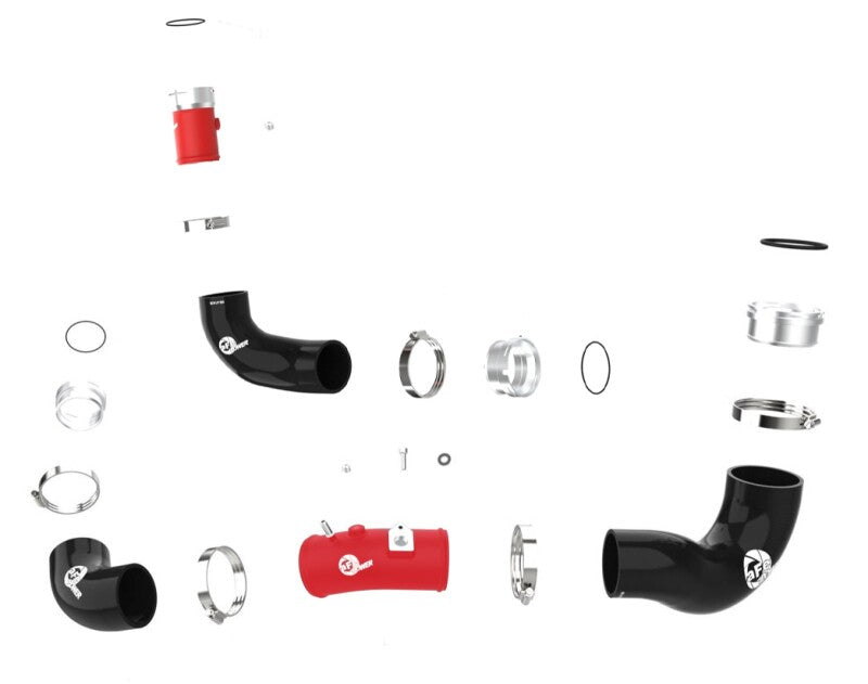 aFe BladeRunner 22-23 Kia Stinger L4-2.5L (t) Aluminum Hot and Cold Charge Pipe Kit - Red - Burkken Auto Parts