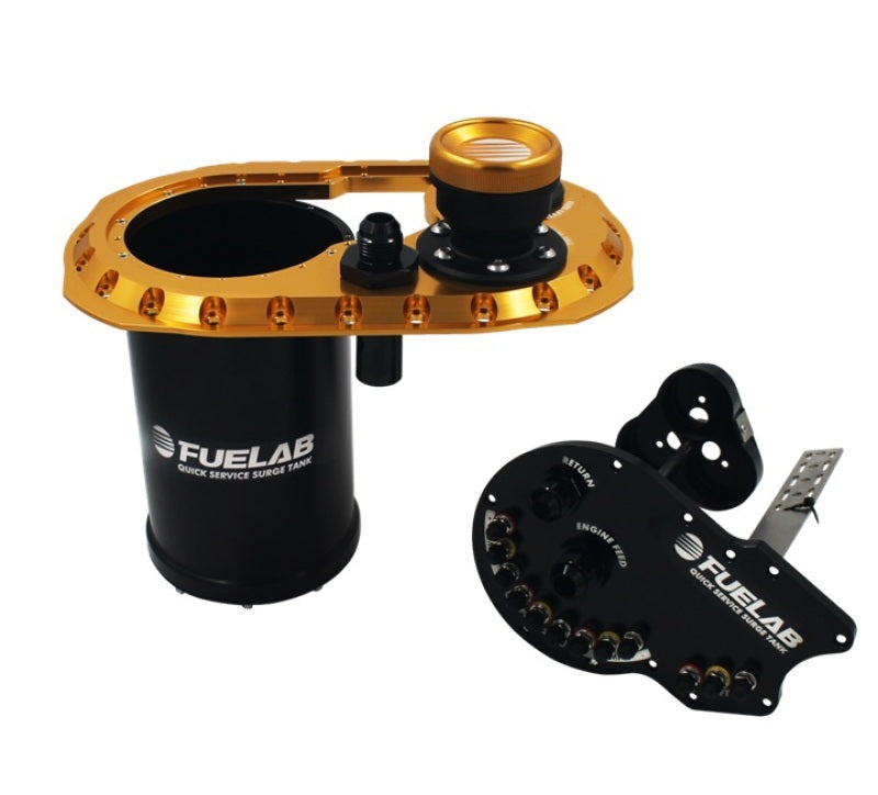 Fuelab Quick Service Surge Tank 2.0 w/No Lift Pump & No Surge Pump - Gold - Burkken Auto Parts