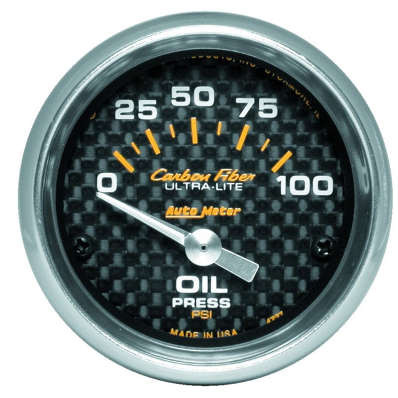 Autometer Carbon Fiber 52mm 100 PSI Electronic Oil Pressure Gauge - Burkken Auto Parts