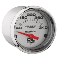 Autometer Marine Chrome Ultra-Lite 2-1/16in Electric Oil Temperature Gauge 140-300 Deg F - Burkken Auto Parts