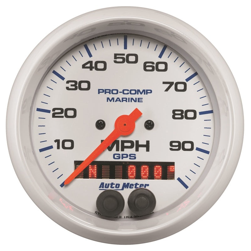 Autometer Gauge GPS Speedometer 3-3/8in 100 MPH Marine White Gauge - Burkken Auto Parts