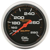 Autometer Liquid Filled Mechanical 66.7mm 140-280 deg F Oil Termperature Gauge Includes 6 ft Tubing - Burkken Auto Parts