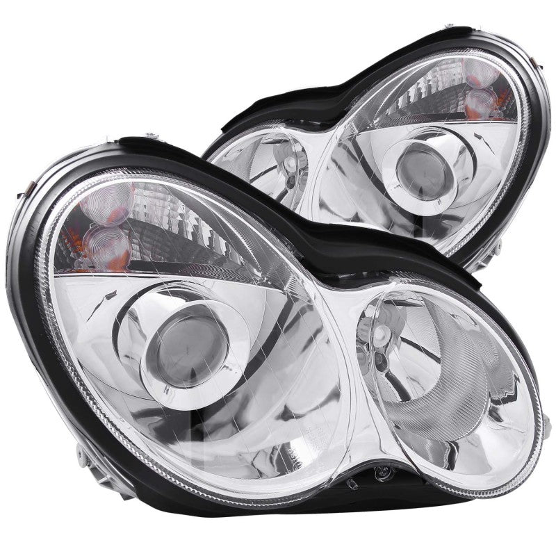 ANZO 2001-2007 Mercedes Benz C Class W203 Projector Headlights Chrome - Burkken Auto Parts