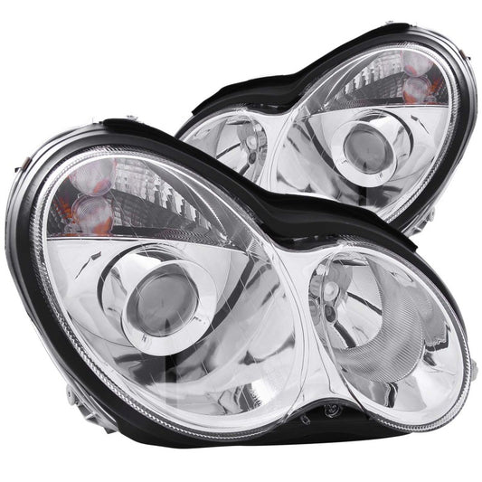 ANZO 2001-2007 Mercedes Benz C Class W203 Projector Headlights Chrome - Burkken Auto Parts