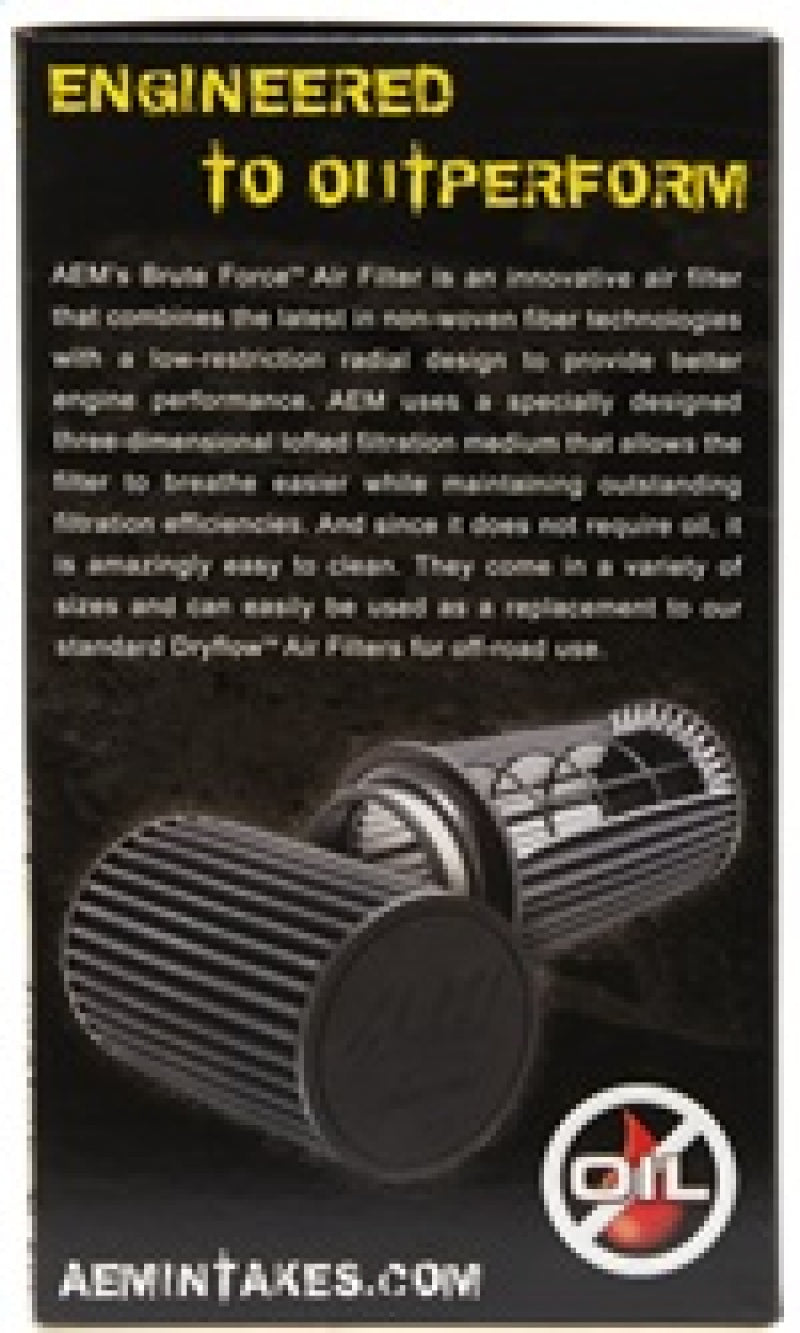 AEM Dryflow Conical Air Filter 2.75in Flange ID / 6in Base OD / 5.125in Top OD / 9.125in Height - Burkken Auto Parts
