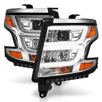 ANZO 2015-2020 Chevy Tahoe Projector Headlights Plank Style Chrome w/DRL - Burkken Auto Parts