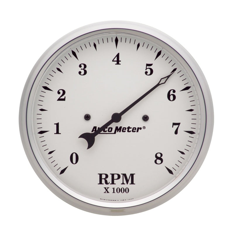 Autometer 5 inch 8000rpm In-Dash Old Tyme Tachometer - White - Burkken Auto Parts