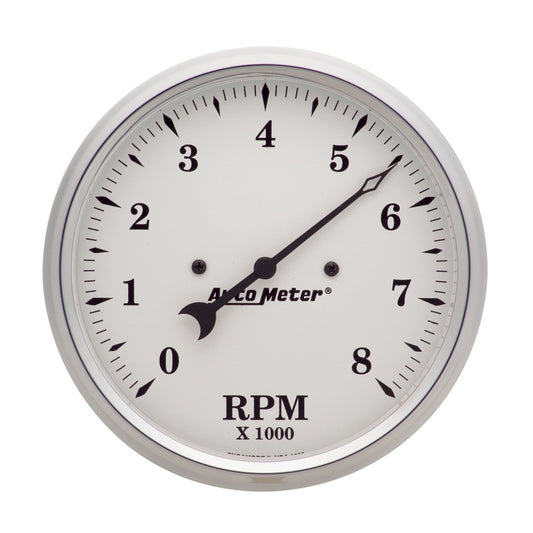 Autometer 5 inch 8000rpm In-Dash Old Tyme Tachometer - White - Burkken Auto Parts