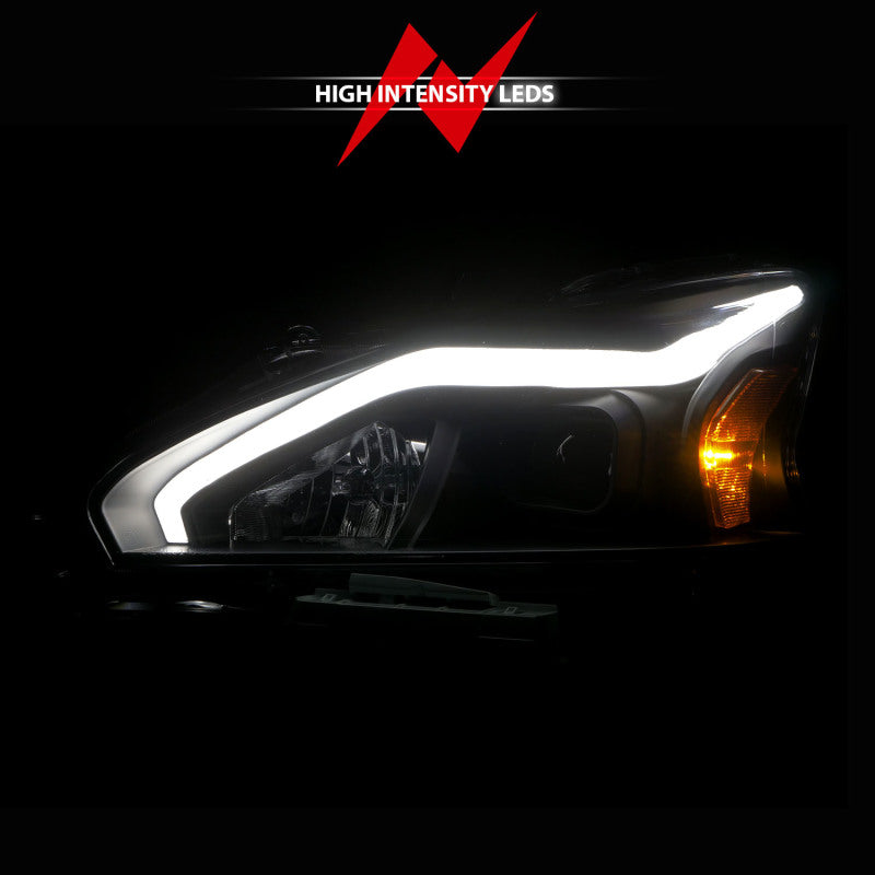 ANZO 13-15 Nissan Altima (w/o Factory HID Bulbs) Projector Headlights - w/ Light Bar Black Housing - Burkken Auto Parts