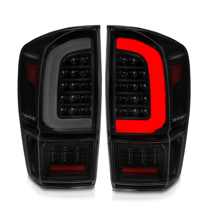 ANZO 16-21 Toyota Tacoma LED Tail Lights - w/ Light Bar Sequential Black Housing & Smoke Lens - Burkken Auto Parts