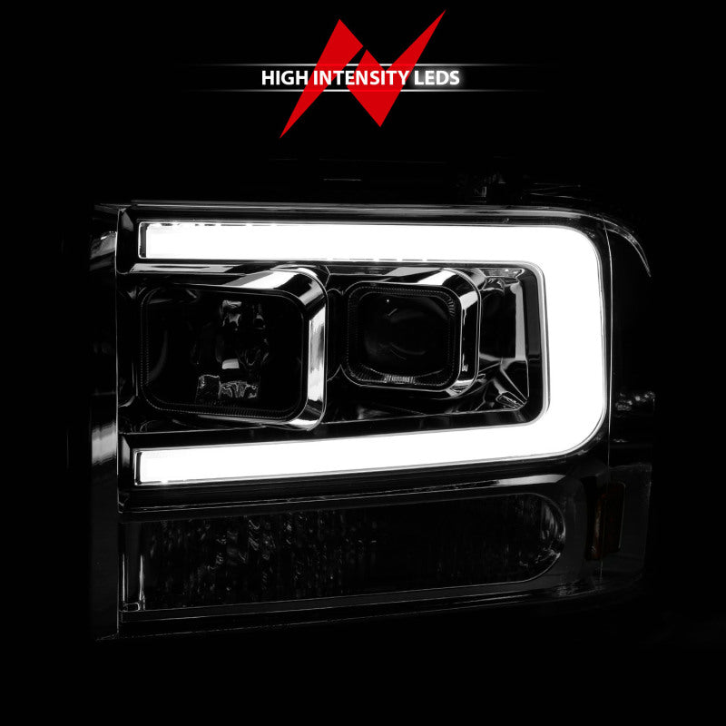 ANZO 99-04 Ford F250/F350/F450/Excursion (excl 99) Projector Headlights - w/Light Bar Chrome Housing - Burkken Auto Parts