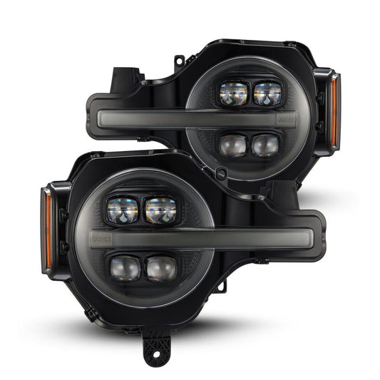 AlphaRex 21-23 Ford Bronco NOVA LED Proj Headlights Alpha-Black w/Activ Light/Seq Signal/DRL - Burkken Auto Parts