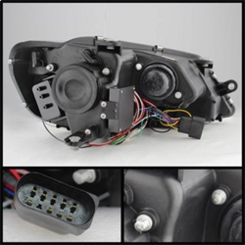 Spyder Volkswagen Jetta 11-14 Projector Headlights Halogen Light Tube DRL Blk PRO-YD-VJ11-LTDRL-BK - Burkken Auto Parts