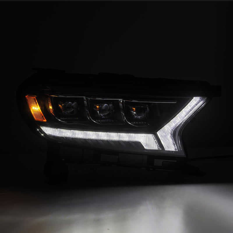 AlphaRex 19-21 Ford Ranger NOVA LED Proj Headlights Plank Style Black w/Activ Light/Seq Signal/DRL - Burkken Auto Parts