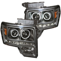 ANZO 2009-2014 Ford F-150 Projector Headlights w/ Halo Black (CCFL) G2 - Burkken Auto Parts