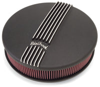 Edelbrock Air Cleaner Classic Series Round Aluminum Top Cloth Element 14In Dia X 3 9In Black - Burkken Auto Parts