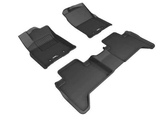 3D MAXpider 2018-2020 Toyota Tacoma Double Cab Kagu 1st & 2nd Row Floormats - Black - Burkken Auto Parts