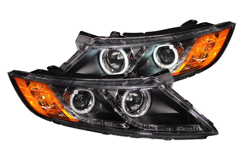 ANZO 2011-2013 Kia Optima Projector Headlights w/ Halo Black (CCFL) - Burkken Auto Parts