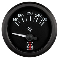 Autometer Stack 52mm 140-300 Deg F 1/8in NPTF Electric Oil Temp Gauge - Black - Burkken Auto Parts