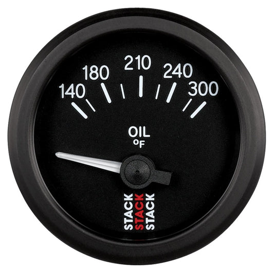 Autometer Stack 52mm 140-300 Deg F 1/8in NPTF Electric Oil Temp Gauge - Black - Burkken Auto Parts