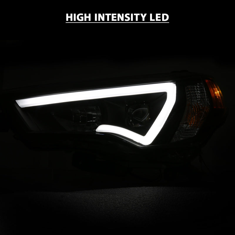 ANZO 14-18 Toyota 4 Runner Plank Style Projector Headlights Black w/ Amber - Burkken Auto Parts