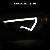ANZO 14-18 Toyota 4 Runner Plank Style Projector Headlights Black w/ Amber - Burkken Auto Parts
