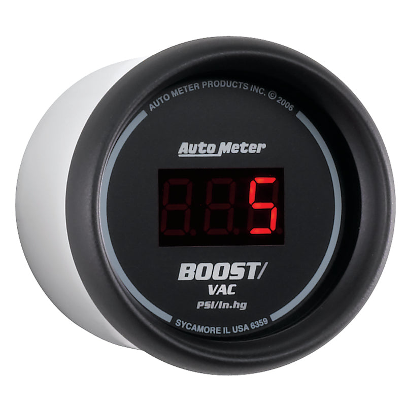 Autometer Black 52mm 30 In Hg.-Vac./30 PSI Digital Vacuum/Boost Gauge - Burkken Auto Parts