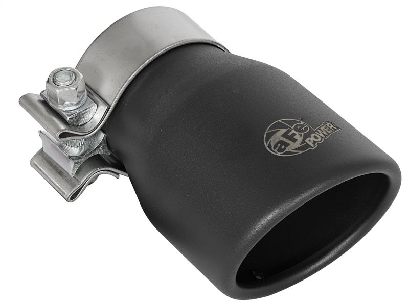 aFe MACH Force-XP 409 SS Single Wall Universal Clamp On Exhaust Tip - Black - Burkken Auto Parts
