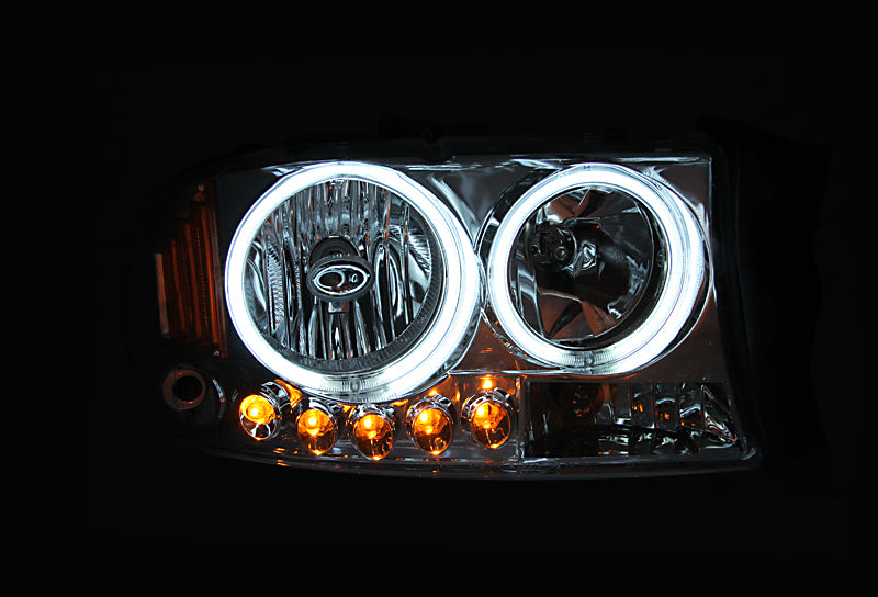 ANZO 1997-2004 Dodge Dakota Projector Headlights w/ Halo Black 1 pc - Burkken Auto Parts