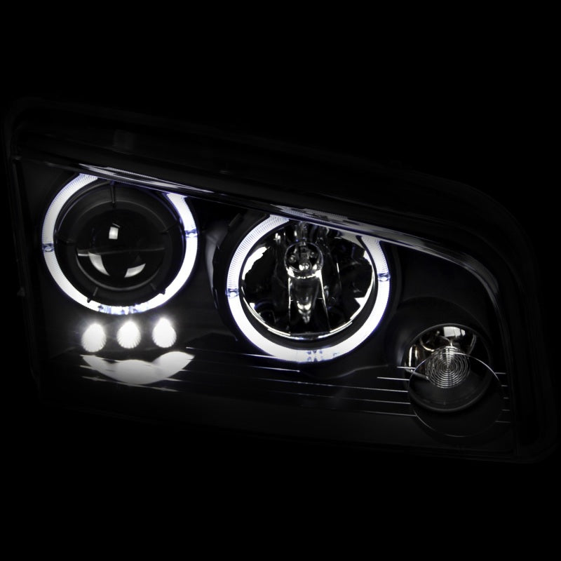ANZO 2006-2010 Dodge Charger Projector Headlights w/ Halo Black - Burkken Auto Parts
