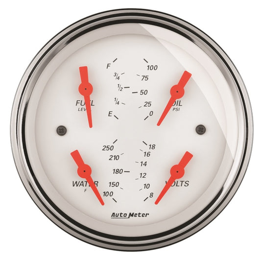 AutoMeter Gauge Quad 3-3/8in. 0 Ohm(e) to 90 Ohm(f)Elec Arctic White - Burkken Auto Parts