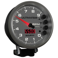 Autometer 5 inch Ultimate III Playback Tachometer 9000 RPM - Silver - Burkken Auto Parts