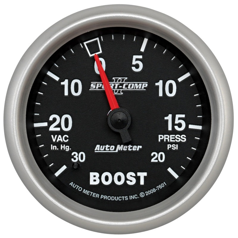 Autometer Sport-Comp II VAC/Boost 2 5/8in 30 IN HG-20PSI Mechanical Gauge - Burkken Auto Parts
