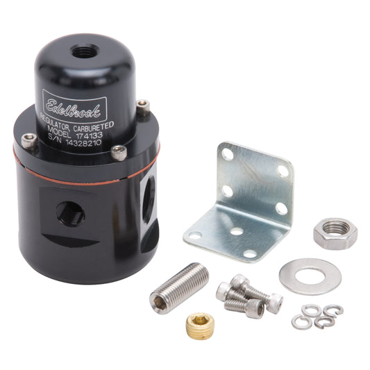 Edelbrock Fuel Pressure Regulator Carbureted 160 GPH 5-10 PSI 3/8In In/Out 3/8In Return Black - Burkken Auto Parts