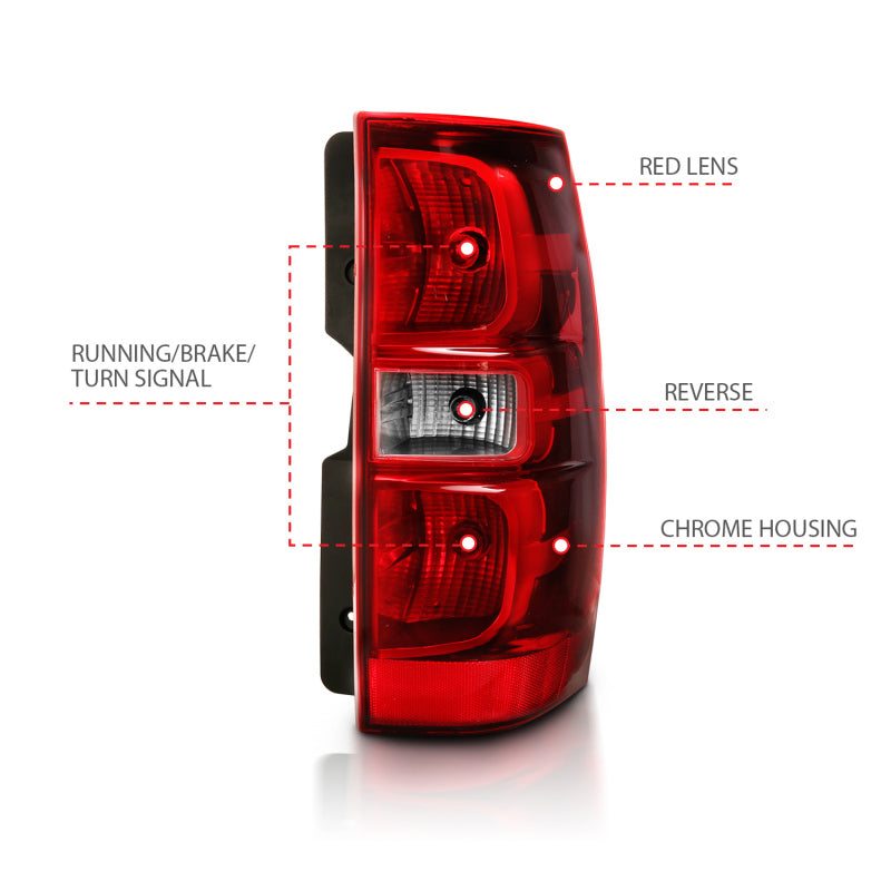 ANZO 2007-2014 Chevy Tahoe Taillight Red/Clear Lens (OE Replacement) - Burkken Auto Parts
