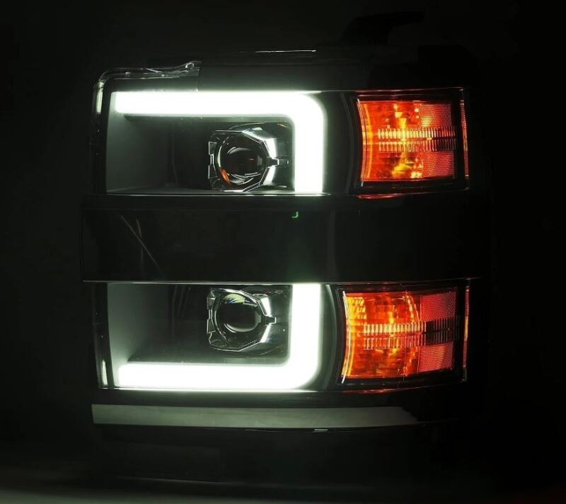 AlphaRex 15-19 Chevy Silverado 2500/3500 LUXX-Series Proj. Headlights Chrome w/Actv SeqSig & DRL - Burkken Auto Parts