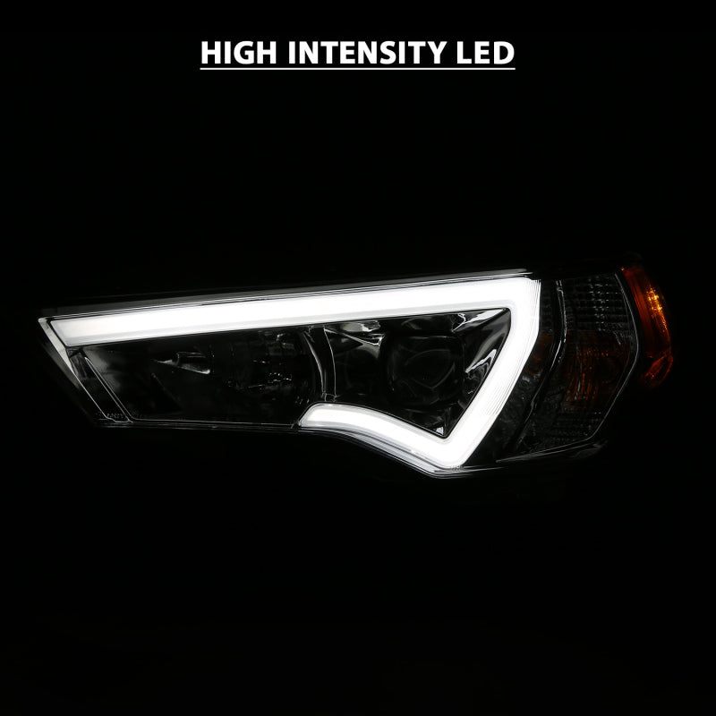 ANZO 14-18 Toyota 4 Runner Plank Style Projector Headlights Chrome w/ Amber - Burkken Auto Parts