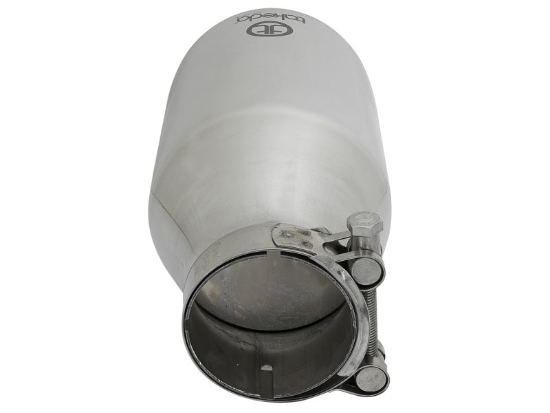 aFe Takeda 304 Stainless Steel Clamp-On Exhaust Tip 2.5in. Inlet / 4.5in. Outlet / 9in. L - Polished - Burkken Auto Parts