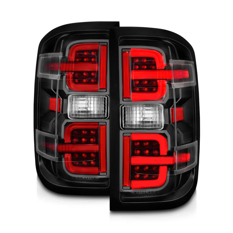 ANZO 15-19 Chevy Silverado 2500HD/3500HD (Halgn Only) LED Tail Lights w/Black Light Bar & Clear Lens - Burkken Auto Parts