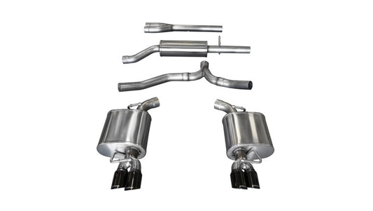 Corsa 11-14 Dodge Charger SXT 2.5in Sport Cat-Back Dual Rear Exit w/ Twin 3.0in Black Tips - Burkken Auto Parts