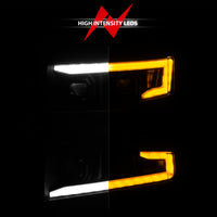ANZO 19-22 Chevrolet Silverado 1500 LED Proj HL w/Lgt Bar SwBk Seq. Blk w/In. Light - Driver Side ON - Burkken Auto Parts