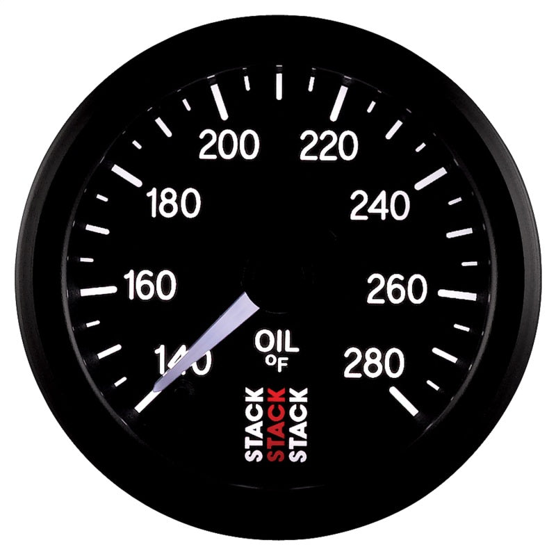 Autometer Stack 52mm 140-280 Deg F 1/8in NPTF Male Pro Stepper Motor Oil Temp Gauge - Black - Burkken Auto Parts