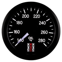 Autometer Stack 52mm 140-280 Deg F 1/8in NPTF Male Pro Stepper Motor Oil Temp Gauge - Black - Burkken Auto Parts