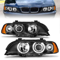 ANZO 1997-2001 BMW 5 Series Projector Headlights w/ Halo Black - Burkken Auto Parts