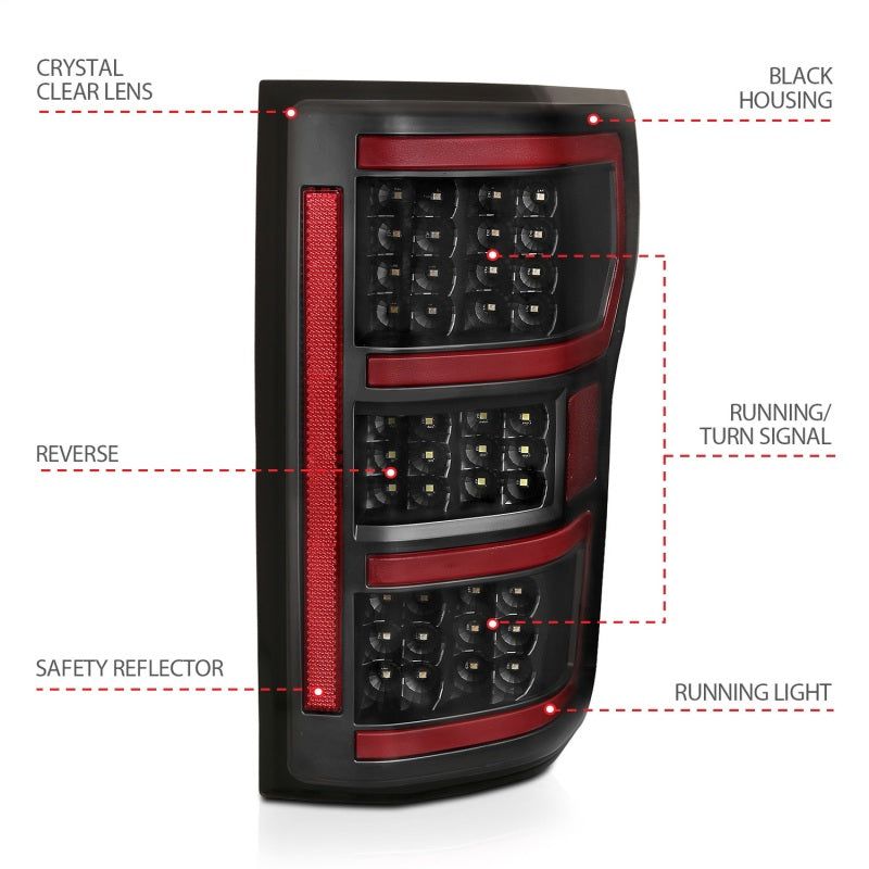ANZO 18-19 Ford F-150 LED Taillights Black - Burkken Auto Parts