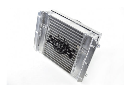 CSF Dual Fluid Bar & Plate HD Oil Cooler w/9in SPAL Fan (1/3 & 2/3 Partition) - 13.8in L x 10in H