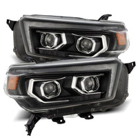 AlphaRex 10-13 Toyota 4Runner PRO-Series Projector Headlights Plank Style Black w/Seq Signal/DRL - Burkken Auto Parts